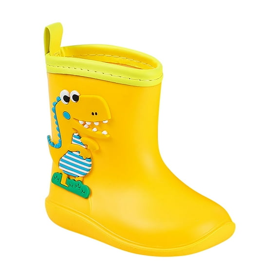 NOKIO Rainproof Footwear For Children, Kids' Waterproof Splash Shoes, Boys' Rainproof Garden Shoes Little Child Toddler Boys Girls Multicolor Rain Boots Dinosaur Print Non Slip Flat Rain Shoes