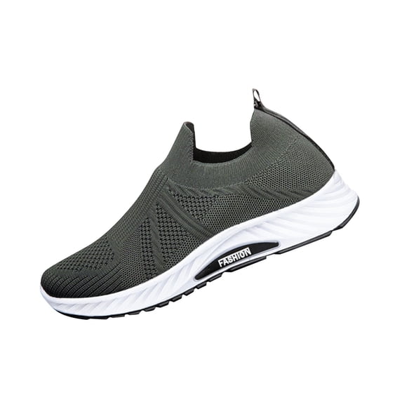 NOKIO Running Sneakers for Men Knit Breathable S𝗅ip on Walking Shoes Casual Wide Width Athlet𝗂c Shoe Outdoor Sports Hiking Climbing Sneakers for Summer and Autumn