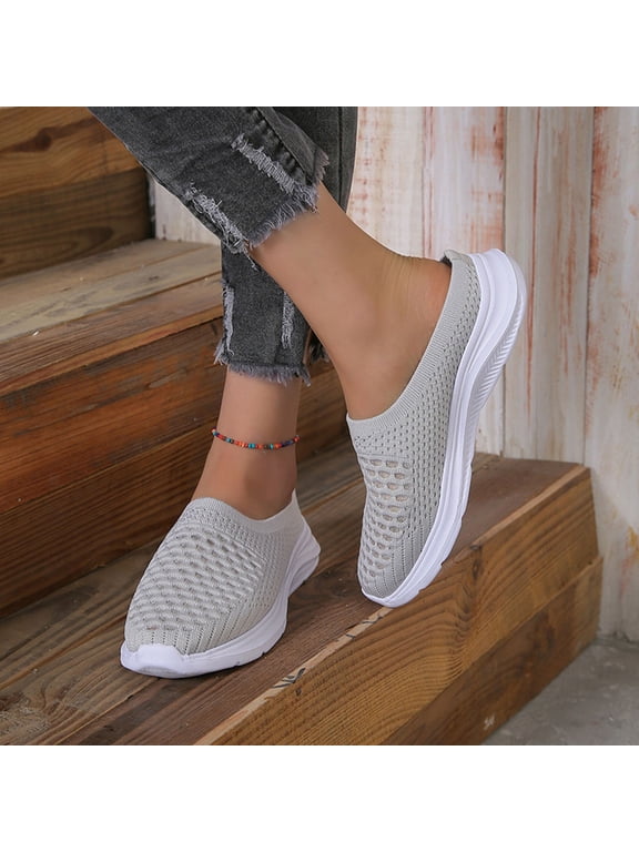 Slip On Mules & Clogs for Womens Mens Light Open Back Shoes Comfort Walking Shoes Breathable Slippers Closed Toe Slides Hollow Mesh Casual Half Slippers Flying Weaving Shoes