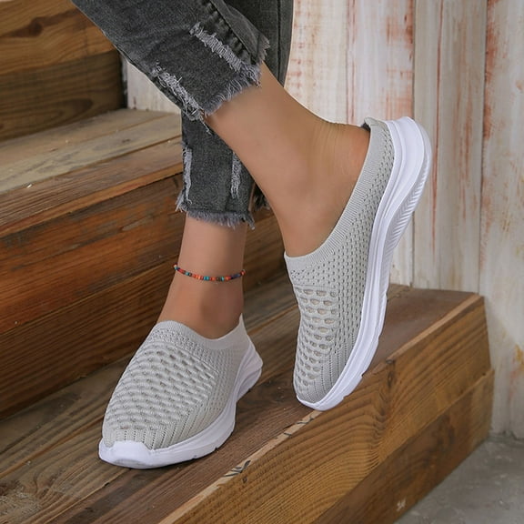 NOKIO Slip On Mules & Clogs for Womens Mens Light Open Back Shoes Comfort Walking Shoes Breathable Slippers Closed Toe Slides Hollow Mesh Casual Half Slippers Flying Weaving Shoes