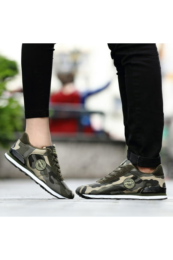 Sneakers for Women Couple Leisure Women Men Lace Up Camouflage Travel Soft Sole Comfortable Shoes Outdoor Suede Shoes Runing Fashion Sports Breathable Sneakers