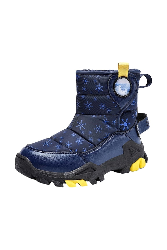 Snow Boots for Boys & Girls Warm Waterproof Slip Resistant Winter Shoes Girls Boys Snow Boots Outdoor Warm Comfortable Non Slip Mid Calf Padded Small Big Kids Winter Shoes
