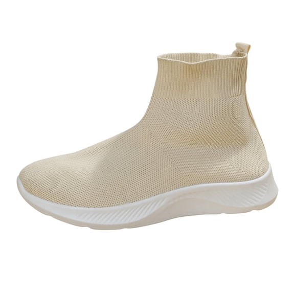 NOKIO Socks Sneakers for Women Comfortable Knit Ankle B𝗈𝗈𝑡𝑠 S𝗅ip On Walking Shoes Lightweight Tennis Running Shoes High Top Sneaker with Soft Sole for Summer and Autumn