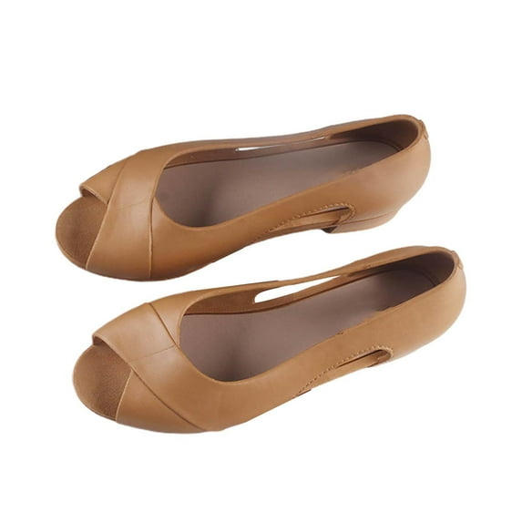 NOKIO Spring Sandals for Women's Summer Low Heel Single Shoes Fish Mouth Heel Flat Bottom Casual Outerwear Solid Color Fashion Sandals