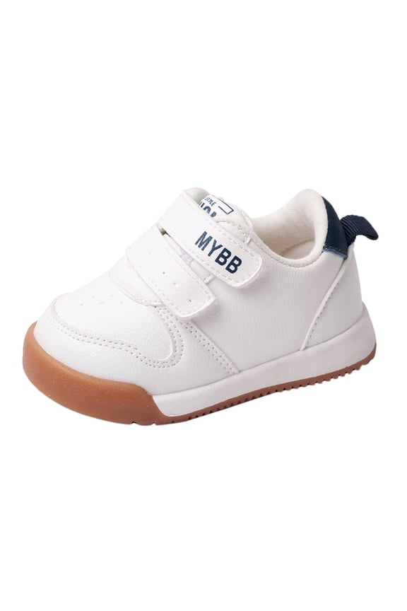 Spring-Summer Kids Sports Shoes Double Band Hook Fastener Non-Slip Flat Sole Lightweight Breathable Construction Shock Absorption Technology Durable Play Shoes