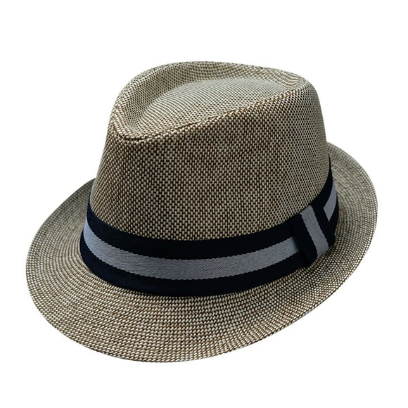 NOKIO Straw Fedora Hat Mens Fedora Hats for Men Trilby Hat Sun Hat Panama Hat Wool Fashion Spring Summer Sunscreen Cap Accessories Sun Hat Flat Wide Brim Retro Jazz Top Hat Womens Straw Hat