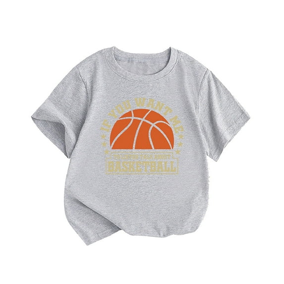 NOKIO Stylish And Breathable Tops For Girls' Summer Adventures Little Children And Big Kids LISTEN TALK ABOUT BASKETBALL Print Boys And Girls Tops Short Sleeved T Shirts 1 To 8 Years