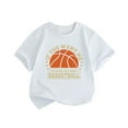 thumbnail image 1 of NOKIO Stylish And Breathable Tops For Girls' Summer Adventures Little Children And Big Kids LISTEN TALK ABOUT BASKETBALL Print Boys And Girls Tops Short Sleeved T Shirts 1 To 8 Years, 1 of 6