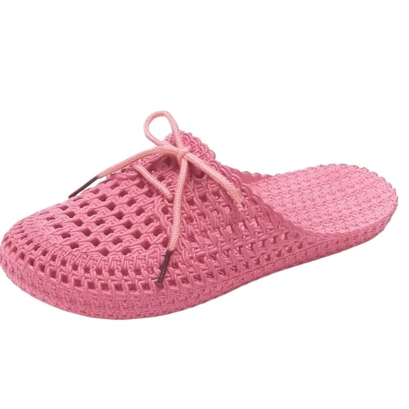 NOKIO Stylish Women'S Platform Slippers Women's Spring Summer Solid Color Shoelaces Slippers With Holes Cool Breathable Shoes Casual Slippers With A Wrapped Head For External Wear