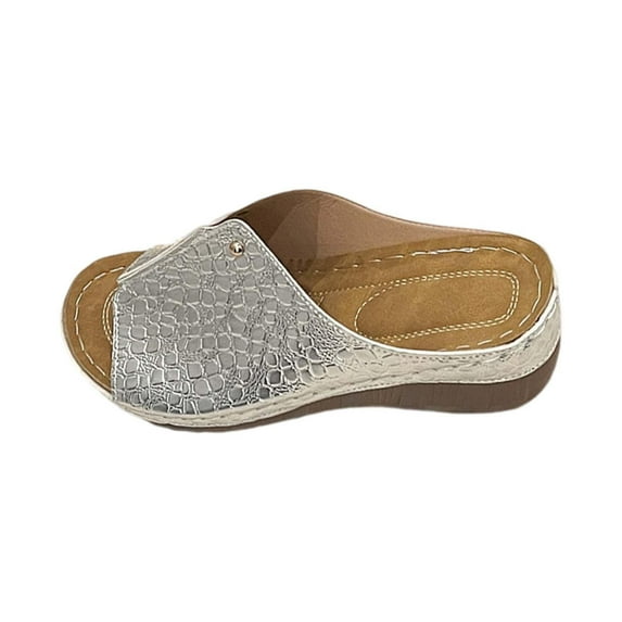 NOKIO Summer Sandals for Women 2024 Womens Sandals with Arch Support Orthotic Sandals Wedge Walking Slippers Women's Beach Slope Heel Slippers Hollow Casual Slippers Slope Bottom Shoes Retro Sandals