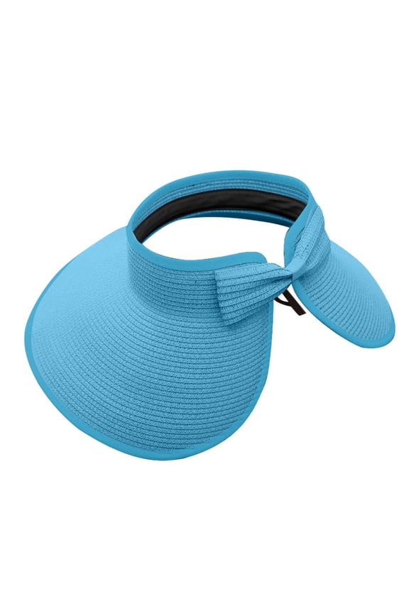 Sun Visor Hats For Women Wide Brim Straw Visors Womens Foldable Beach Visors Summer Roll Up Beach Hat Ponytail Hats for Women Foldable Floppy