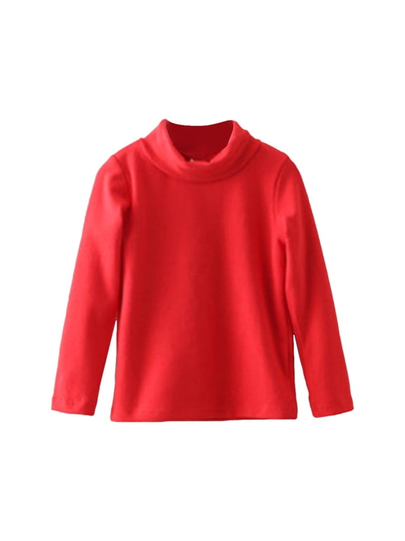 Toddler Baby Girl Boys Basic Solid Color Turtleneck T-Shirt Kid Cotton Long Sleeve Pullover Blouse Top Toddler Girl Boys Solid Color Long Sleeve High Neck Top