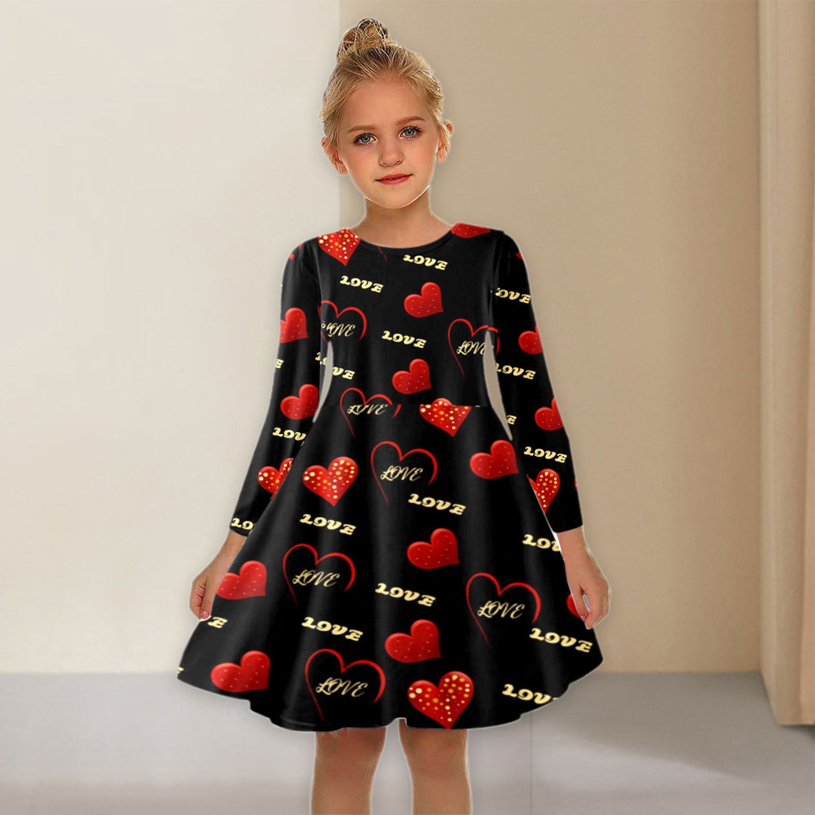 NOKIO Toddler Baby Girl Valentine's Day Dress Outfit Kids Love Heart ...