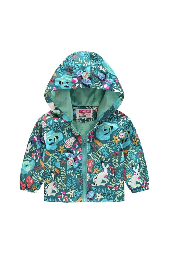 Toddler Boys Girls Rain Jacket Cartoon Zip Hooded Windproof Raincoat Cartoon Print Zip Jacket Hooded Trench Lightweight Kids Coats Windbreaker Outdoor Cute Dust Coats