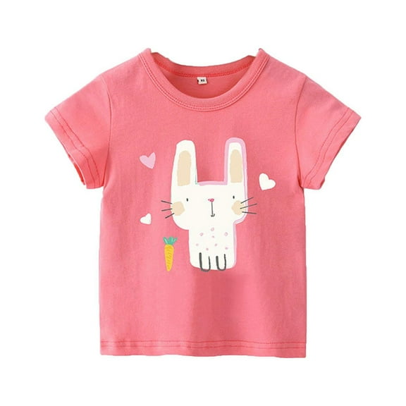 NOKIO Toddler Girl Short Sleeve Shirts, Kids Short Sleeve T-Shirts, Cute And Versatile Summer Shirts For Girls Girls Easter Carrot Rabbit Cartoon Tops 1 To 7 Years Old Baby Girls Top T Shirt