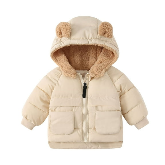 NOKIO Children'S Hooded Coat For Autumn And Winter Boys/Girls Cotton Clothes Solid Color Autumn/Winter Cute Cartoon Hooded Zipper Coat Party Birthday School Girls Winter Jacket