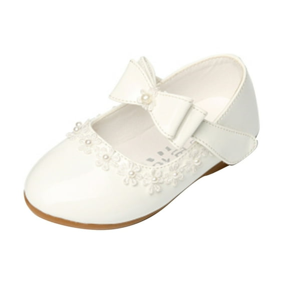 NOKIO Toddler Girls Dress Shoes Ankle Strap Ballet Flats Flower Girl Shoes for Wedding Party School Toddler Girls Dress Shoes Children Dance Shoes Girls Performance Shoes Leather Single Shoes