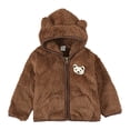 thumbnail image 1 of NOKIO Toddler Girls Zip Up Cotton Hoodie Jackets Kids Children Coat Solid Color Long Sleeved Plush Zippered Hood Thickened Cartoon Bear Top Party Birthday School Child Winter Fuzzy Overcoats, 1 of 4