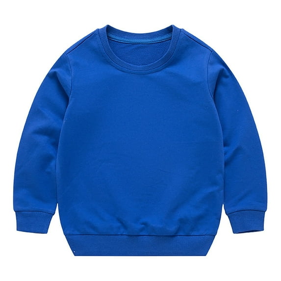 NOKIO Toddler Trendy Solid Color Crew Neck Long Sleeve Pullovers, Toddler Boys Girls Solid Color Long Sleeve Round Neck Pullover Sweatshirt Threaded Neckline Toddlers Soft Pullover Sweatshirts