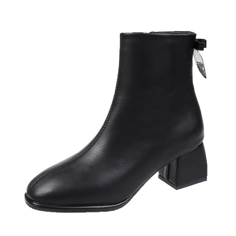 Nokio Trending Ladies Spring Booties Women Ankle Boots Autumn and Winter Fashion Comfortable Solid Color Simple Square Toe Side Zipper Sleek Women s
