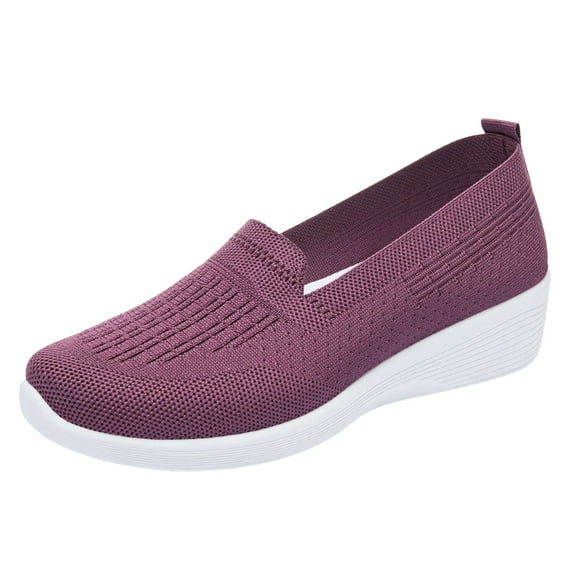 NOKIO Trendy Women'S Breathable Knit Loafers Women'S Classic Workout Shoes Women Casual Shoes Versatile Fashionable And New Large Women Soft Sole Breathable Casual Shoes
