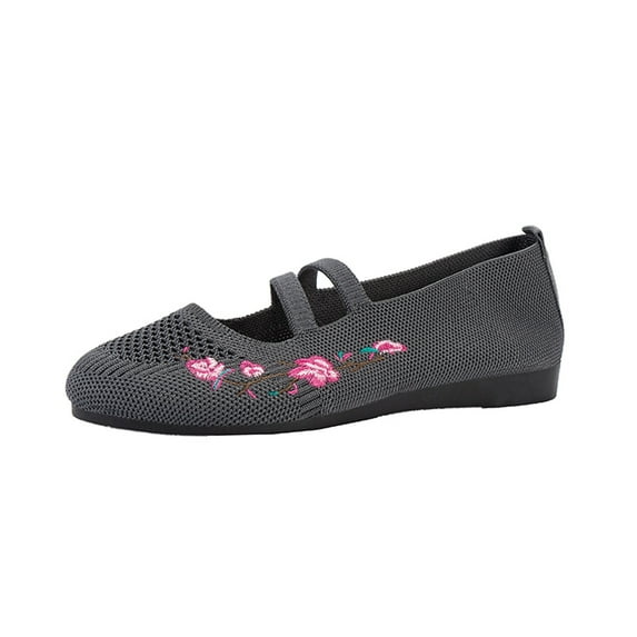 NOKIO Trendy Women'S Embroidered Flats Women's Slip-On Shoes, Comfortable Women'S Flats, Ladies Fashion Solid Color Breathable Knitting Exquisite Embroidery Comfortable Flat Casual Shoes