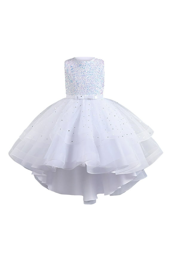 Tutu Dress for Girls Sequin Tulle Princess Fairy Dresses for Toddler Kid Little Girl Fancy Sparkly Birthday Party Outfit Girls Sequins Puffy Yarn Trailing Dress Princess Dress