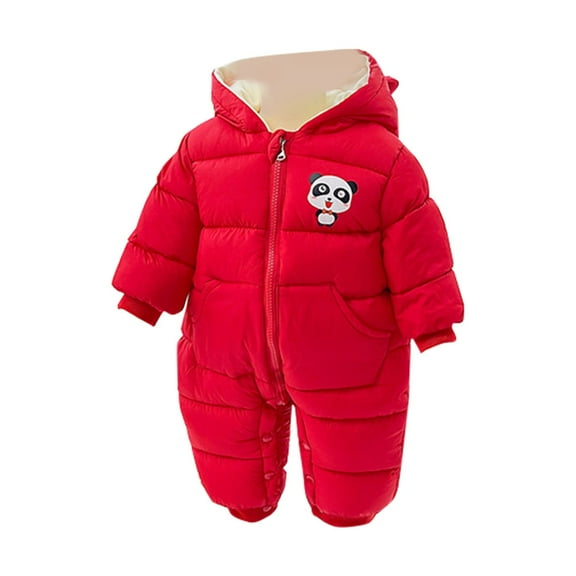 NOKIO Unisex Baby Snowsuit Infant Cute Bear Hooded Winter Warm Jumpsuit Autumn/Winter Cute Cartoon Bear Hooded Zippered Jumpsuit Party Birthday Indoor And Outdoor