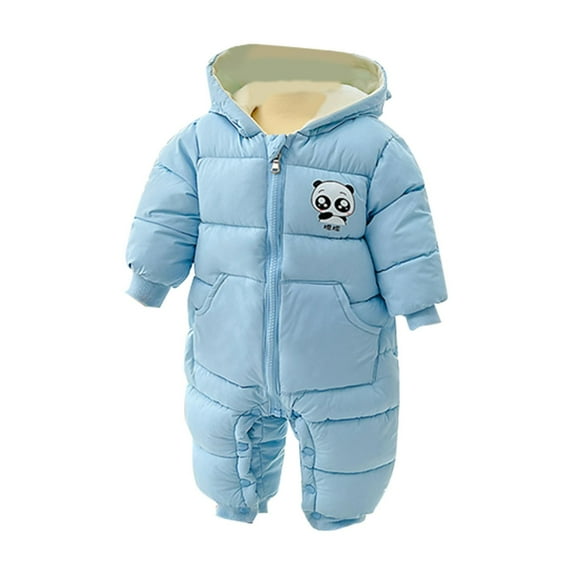NOKIO Unisex Baby Snowsuit Infant Cute Bear Hooded Winter Warm Jumpsuit Autumn/Winter Cute Cartoon Bear Hooded Zippered Jumpsuit Party Birthday Indoor And Outdoor