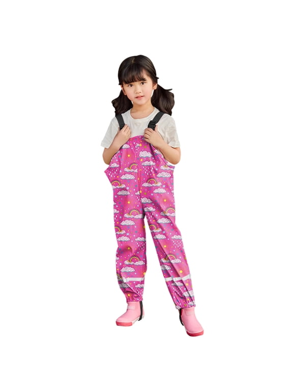 Unisex Water-proof Rain Pants For Kids Toddler Kids Boys Girls Rain Dungarees Windproof Waterproof Mud Jumpsuit Clothes Kids' Water-proof Overtrousers Kids' Waterproof Splash Pants