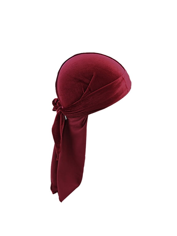 Velvet Durag Cap - Soft Velvet Durags for Men & Women, Long Double Wide Straps, Silky Durag Liner, Velvet Durag for Men Women Unisex Long Tail Durag 360 Waves Headwraps