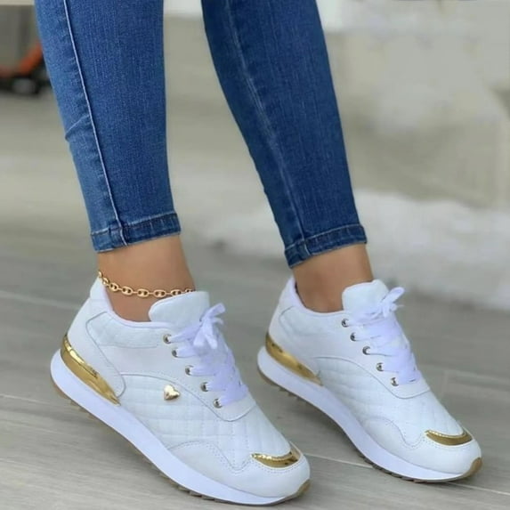 NOKIO Walking Shoes for Women Casual Lace Up Tennis Shoes Women's Breathable Color Matching Casual Running Shoes Womens Slip On Sneakers Women Walking Tennis Shoes