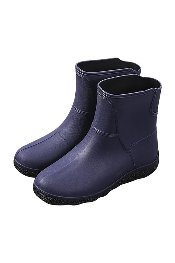 Water-Resistant Ankle Boots For Men Men'S Leisure Outdoor Waterproof Ankle Rubber Shoes 2024 Men's Fashion Temperament England Rain Boots Mid Calf Boots Non Slip Wear Water Shoes