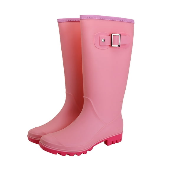 NOKIO Waterproof Short Rubber Rain Boots For Women Ms. Korean Fashion Buckle Rain Shoes Outside The High Non Slip Wear Water Boots Adult Rubber Shoes Women'S Bow Rain Boots