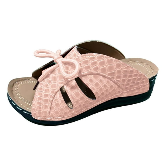 NOKIO Wedge Sandals for Women Casual Summer Slide Platform Sandals Comfortable Wedge Platform Casual Walking Sandals Women’s Slides Leather Adjustable Strappy Heel Slippers