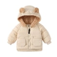 thumbnail image 1 of NOKIO Winter Coats For Toddler Kids Baby Boys Girls Boys/Girls Solid Color Autumn/Winter Cute Cartoon Hooded Zipper Coat Party Birthday School Hooded Jacket Children'S Hooded Down Jacket With Pockets, 1 of 4