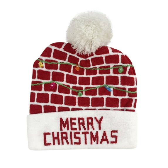 NOKIO Winter Warmth Knit Beanie Cozy Snowflake Knitted Cap Cable Knit Elf Hat Nordic Snowflake Beanie Christmas Woolen Hat Female Fashion Trend Casual Woolen Ball Hat With LED Light