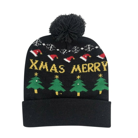 NOKIO Winter Warmth Knit Beanie Cozy Snowflake Knitted Cap Cable Knit Elf Hat Nordic Snowflake Beanie Christmas Woolen Hat Female Fashion Trend Casual Woolen Ball Hat With LED Light