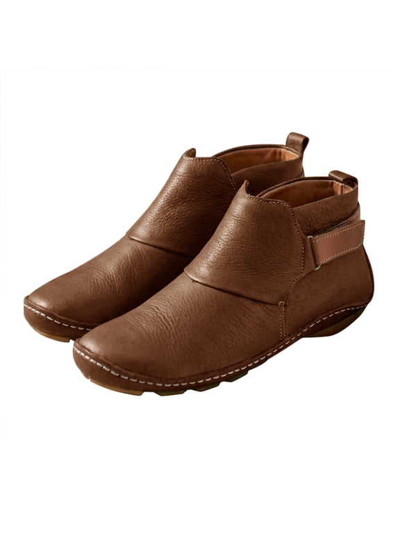 Women Ankle B๐๐๐ก๐ Comfortable Wide Width Flat Shoes Fashion Retro Chukka Booties with H๐๐k and L๐๐p, Outdoor Walking Shoes Casual Round Toe Short B๐๐๐ก๐ for Fall and Winter