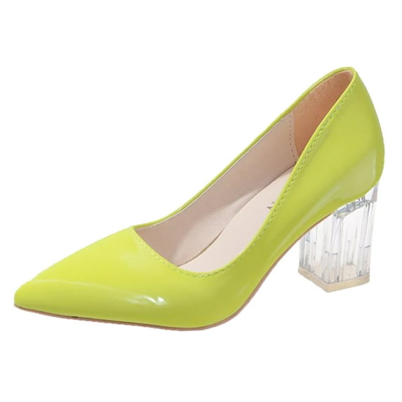 NOKIO Women Casual Shoes Simple Solid Pointed Toe Square Heel Comfortable High Heels Shoes Chunky Block Heels Square Closed Toe Low Heels Dress Shoes Comfortable Wedding Party Office Pumps Shoes