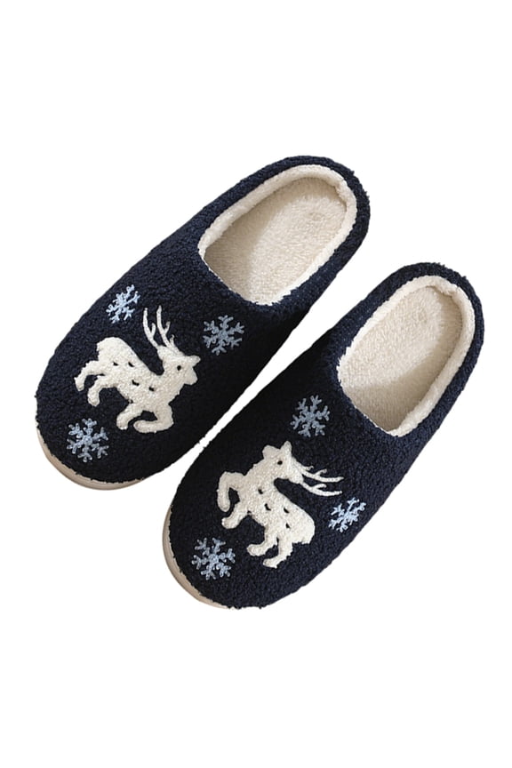 Women Ch๐๐๐๐mas Reindeer Slippers Lightweight Casual House Shoes Comfy Soft Plush Slides Comfortable S๐
ip On Winter Shoes Cute Snowflake Deer Cotton Slippers for Holiday
