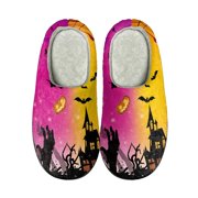 NOKIO Women Cotton Slippers Soft Fuzzy House Shoes Casual Holiday Slipper for Halloween Warm Closed Toe Slippers Winter Fashion Ladies Shoes S ip On Bedroom Slides