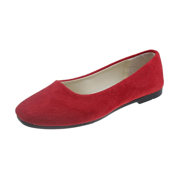 NOKIO Women Girls Solid Slip On Flat Shallow Comfort Casual Single Shoes Women's Flats Shoes Comfortable Slip on Shoes Flat Dress Shoes Ballet Flats for Women