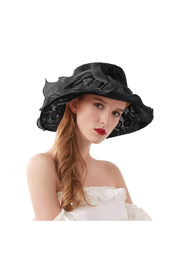 Women Kentucky Hat Organza Church Dress Fascinator Bridal Tea Party Wedding Hats for Flower Wide Brim Sun Hat Womens Summer Dress Hat Wide Leaf Flower Bridal Shower Hat Sun Hats Beach Hat