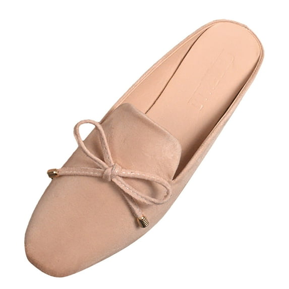 NOKIO Women Mules Flats Shoes Backless Loafers Chic Women'S Faux Suede Flats Women's New Suede Flat Shoes In Spring And Summer Bowknot Fashion Sandals Women'S Flat Mules