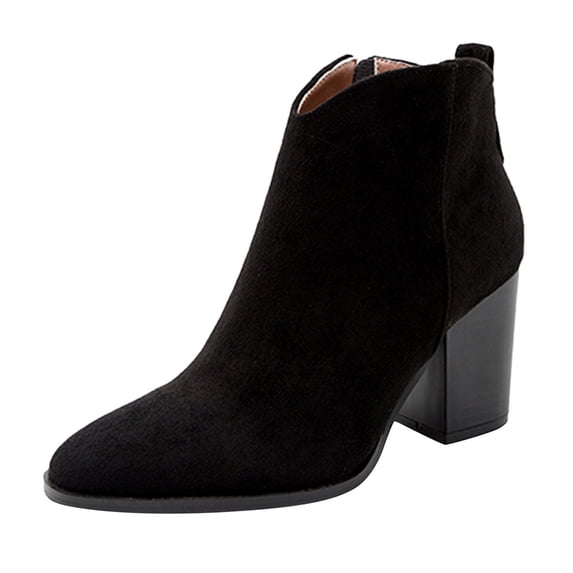NOKIO Women Pointed Toe Ankle B๐๐๐ก๐ Mid Block Heel Side Zipper B๐๐๐ก๐ Fall Winter Che๐
sea Bootie Side V Cutout Chun๐๐ Booties Comfy S๐
ip On Short Boot Fashion Casual Work Booties