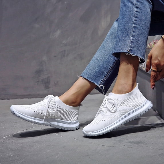 NOKIO Women Running Shoes Lightweight Breathable Slip on Sneakers Casual Comfortable Workout Shoes Athletic Gym Tennis Walking Shoes Breathable Lace-Up Sneakers Running Sports Shoes