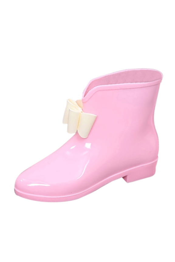 Women'S Fashionable Waterproof Ankle Boots Women Rain Shoes Cute Bow Knot Low Tube Water Shoes Overshoes Rubber Shoes Waterproof Women Rain Boots Women'S Wide Calf Rain Boots