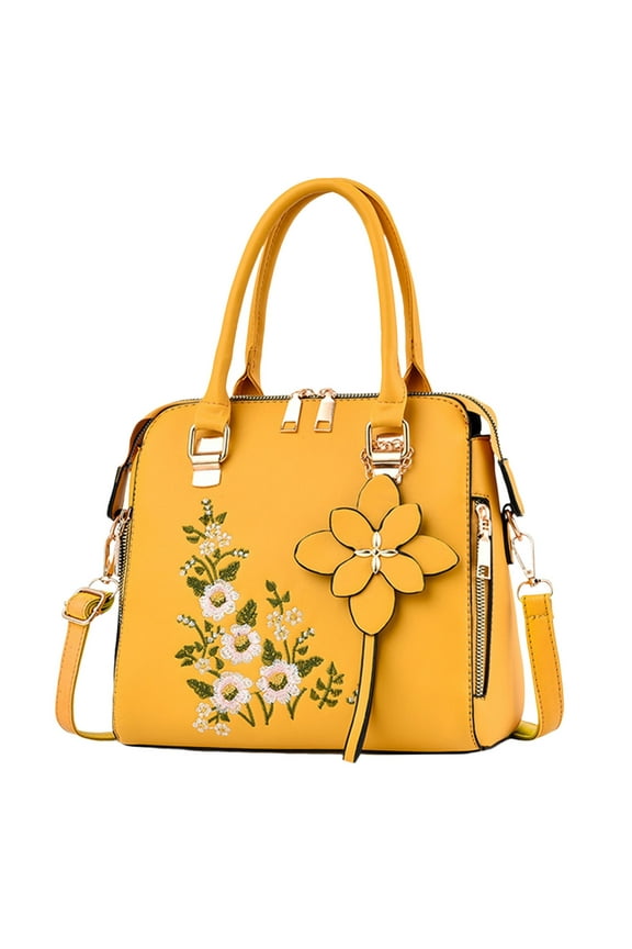 Women'S Handbag, Crossbody Bag With Detachachable Strap, Tote Bag With Embroidery, Personalized Crossbody Bag Fashion Embroidered Handbag For Middle Aged Simple One Shoulder Crossbody Bag