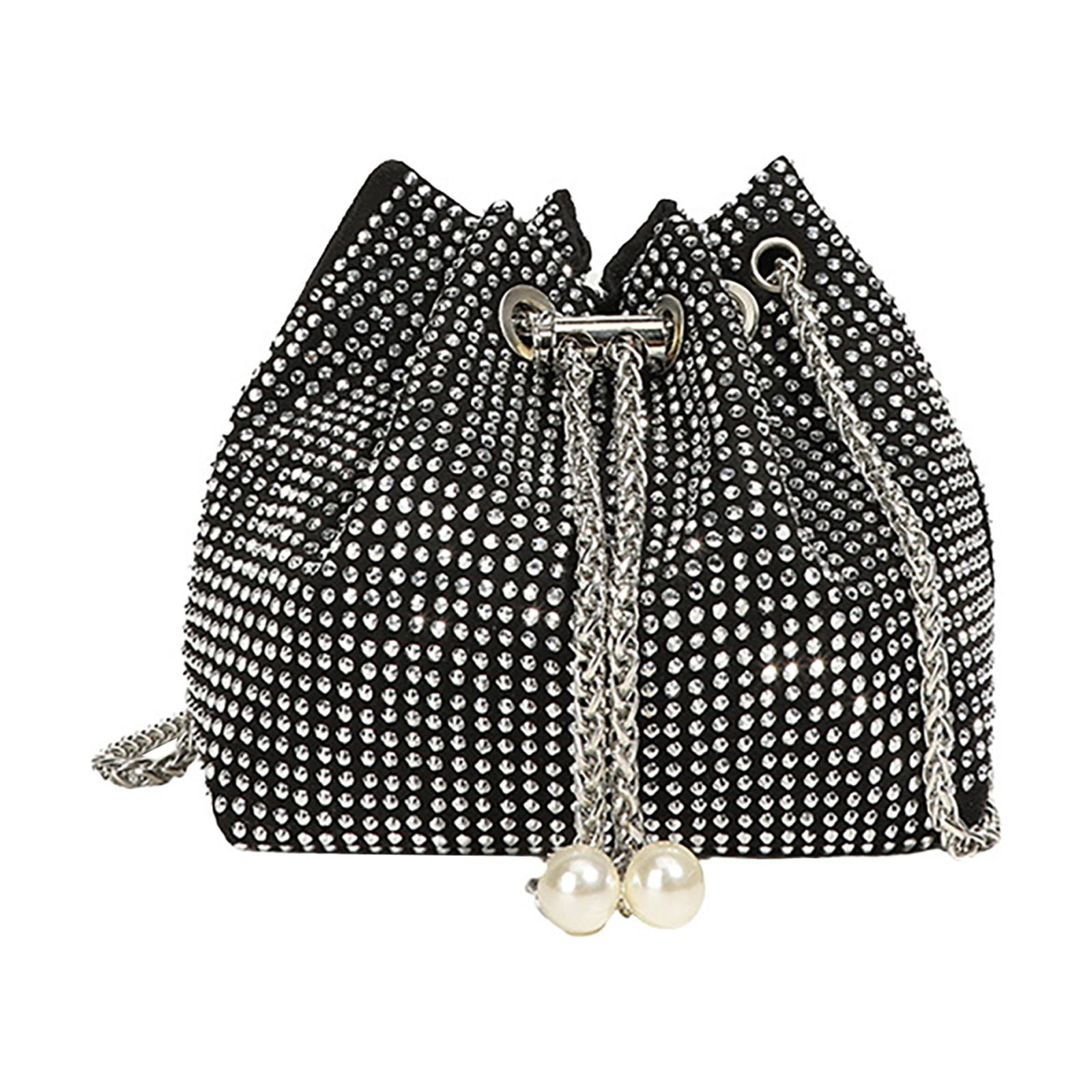 Rhinestone Clutch Purse For Women - Crystal Evening Bag With Chain, Dumpling Style, Glam Party Handbag - View #6